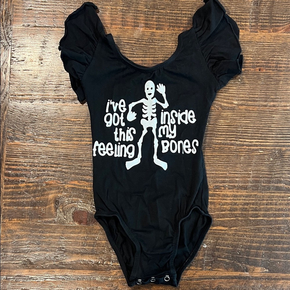 Black Skeleton Print Kids Bodysuit